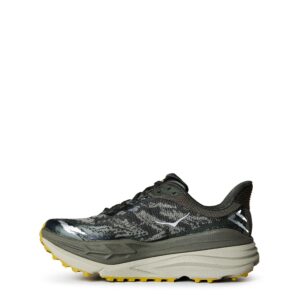 Hoka_Stinson olive/grey colorway with yellow accents.